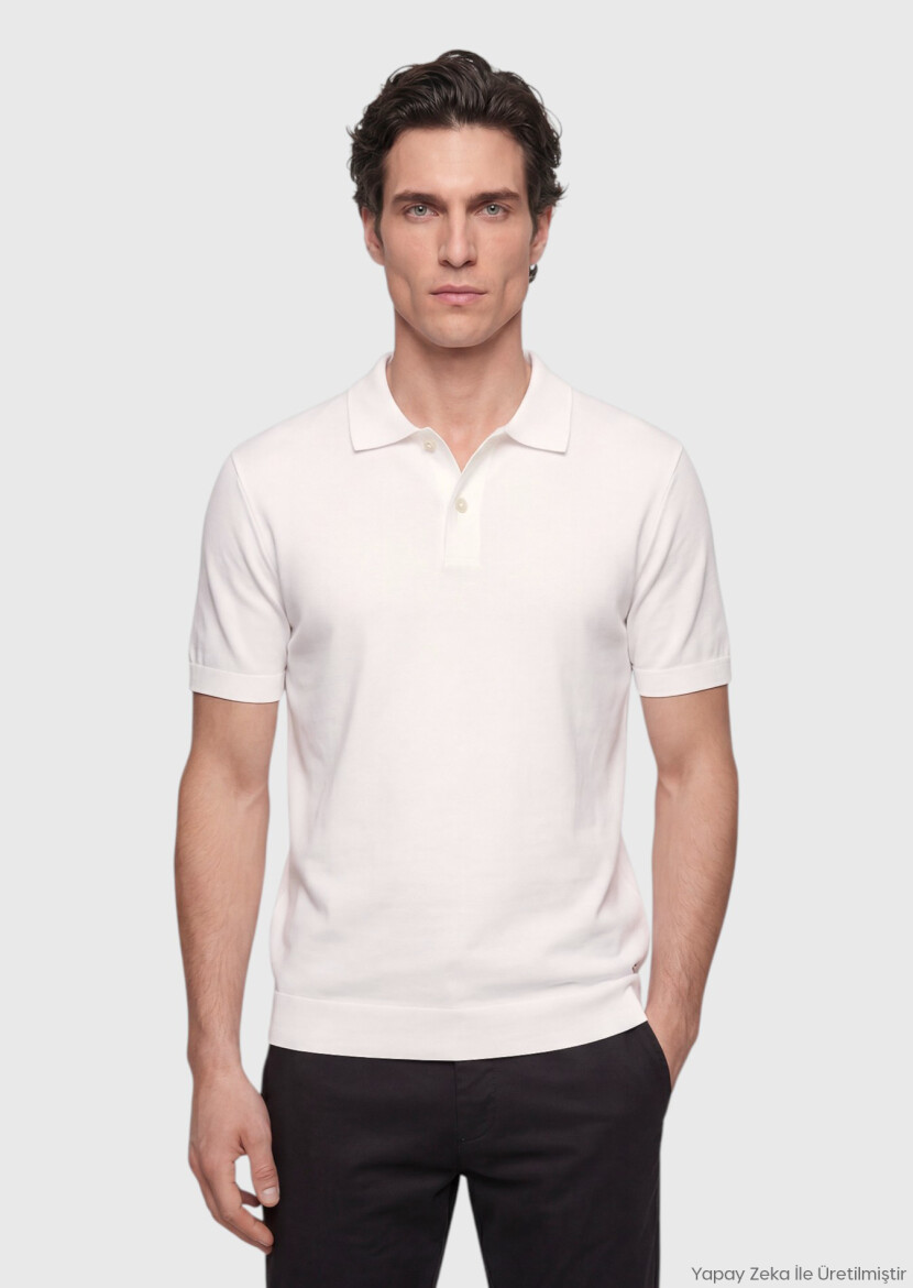 Ecru Plain 100% Cotton T-Shirt - RAMSEY