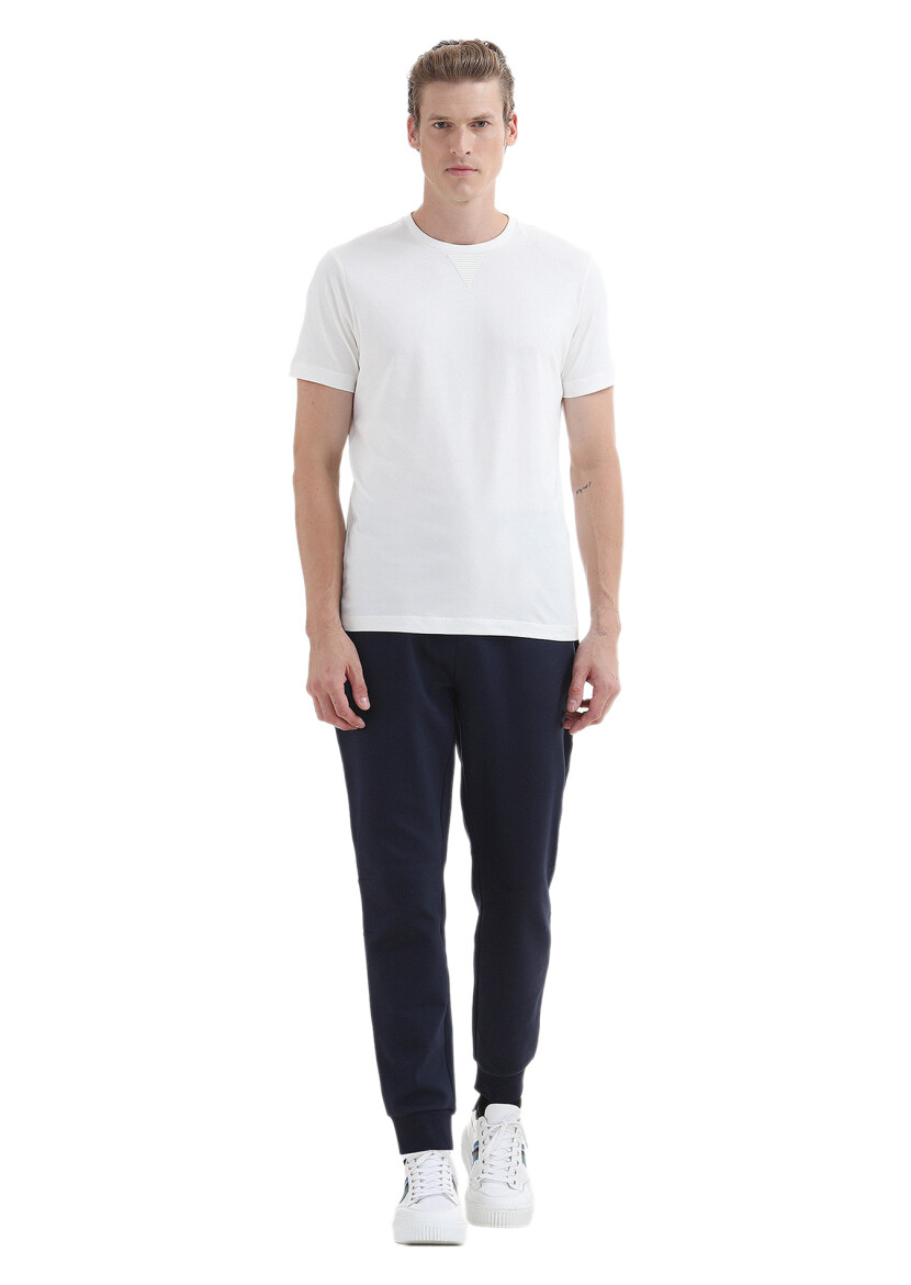 Ecru Plain Crew Neck 100% Cotton T-Shirt 
