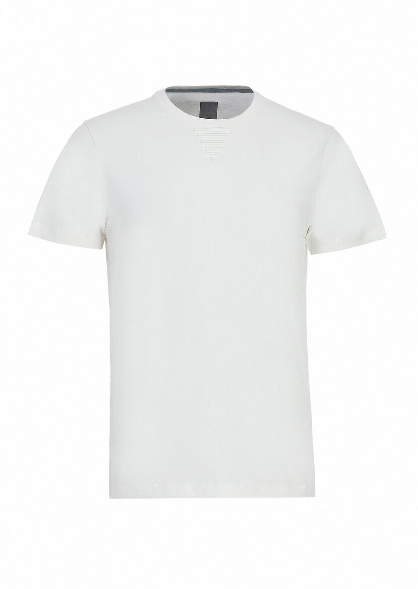 Ecru Plain Crew Neck 100% Cotton T-Shirt - 6