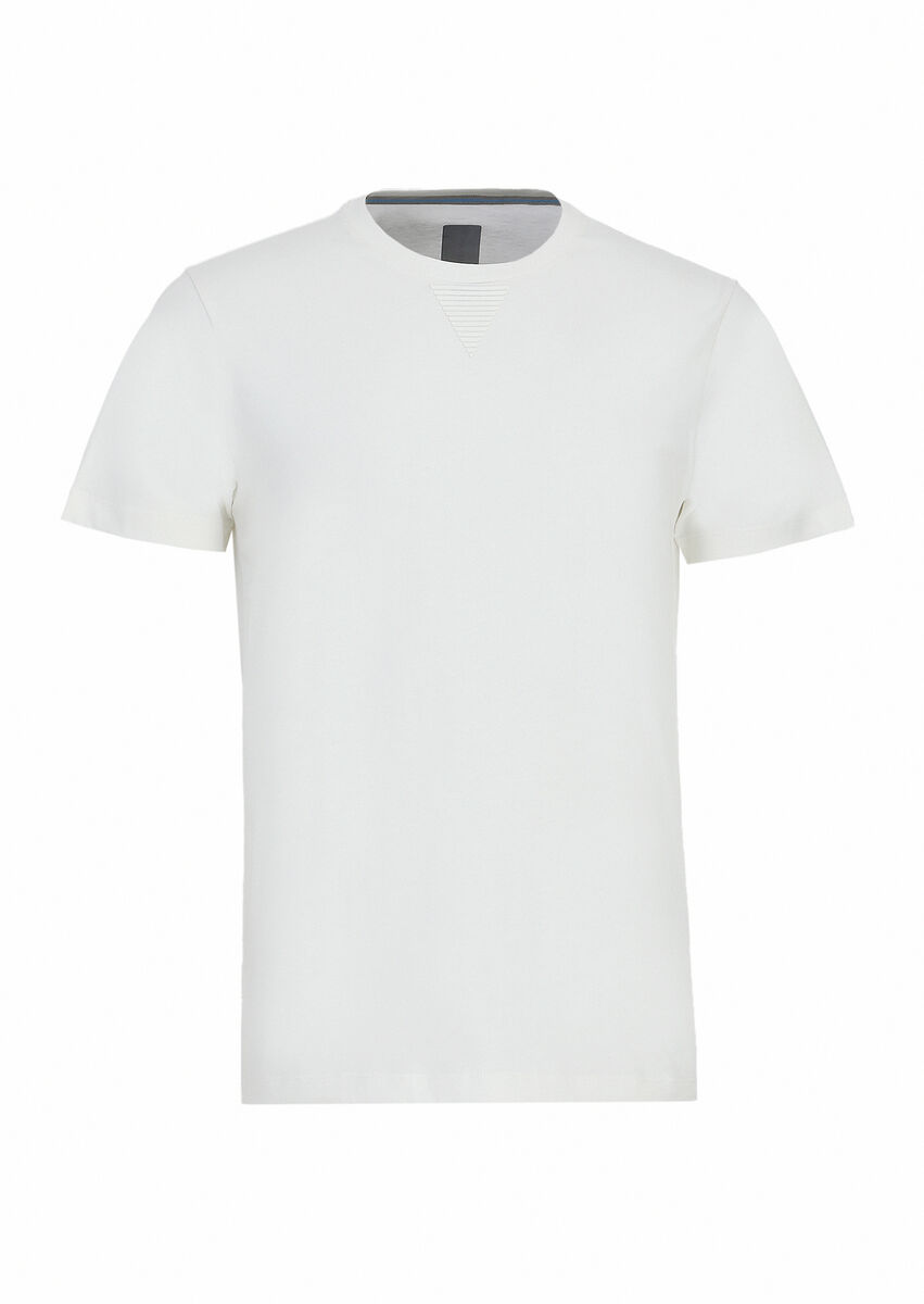 Ecru Plain Crew Neck 100% Cotton T-Shirt - 6