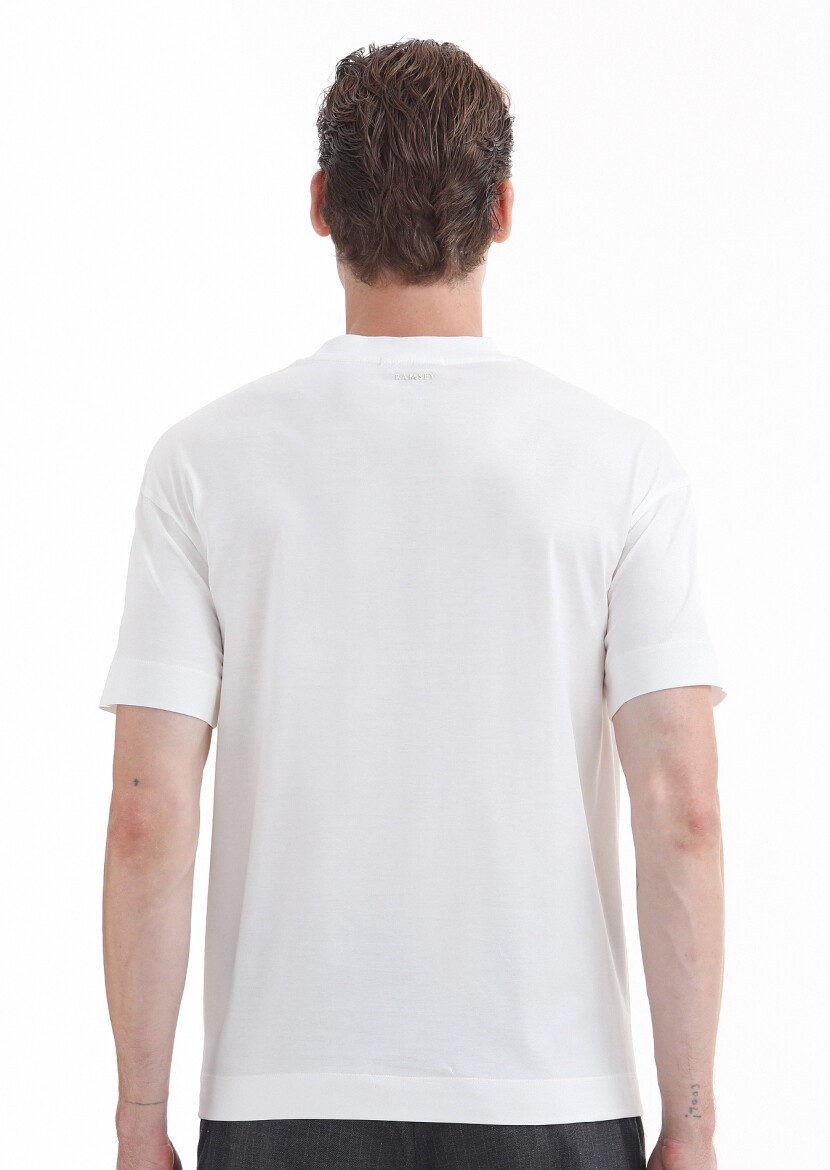 Ecru Plain Crew Neck 100% Cotton T-Shirt - 6