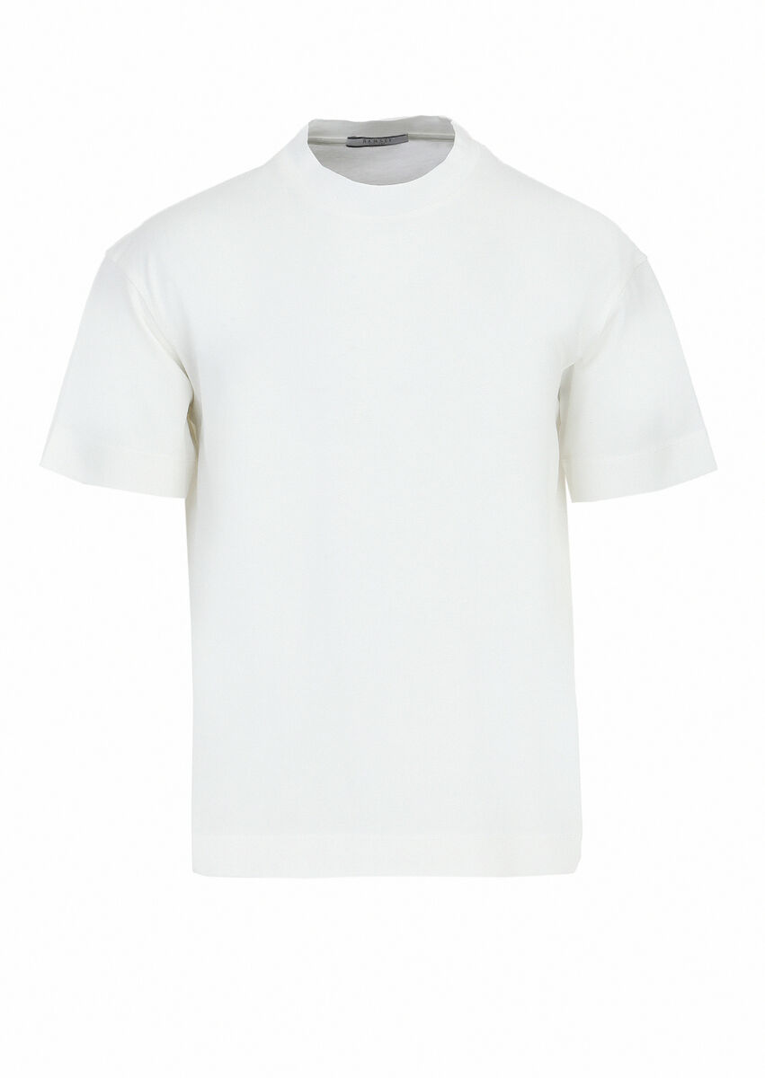 Ecru Plain Crew Neck 100% Cotton T-Shirt - 8