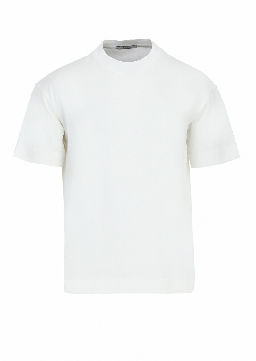 Ecru Plain Crew Neck 100% Cotton T-Shirt - 8