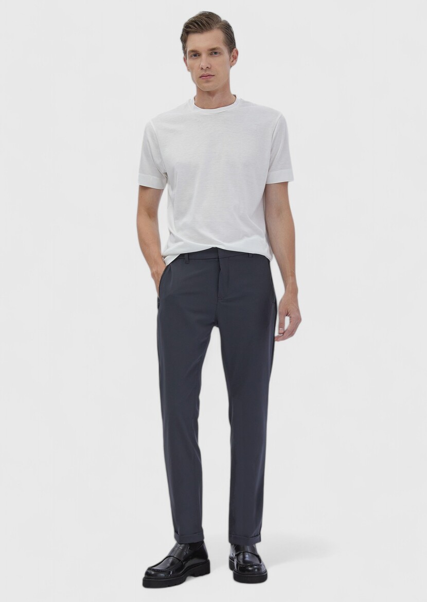 Ecru Plain Crew Neck Silk Blended T-Shirt 