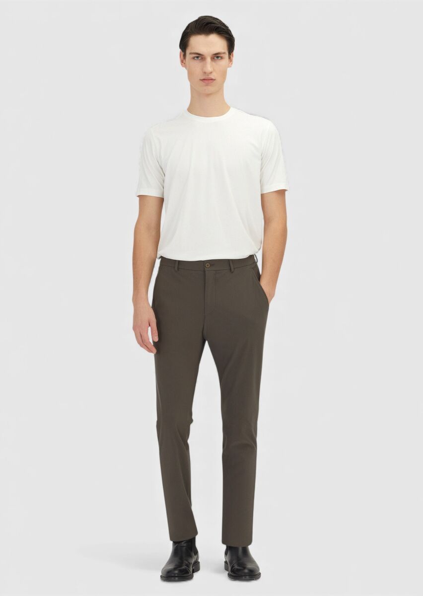 Ecru Plain Crew Neck T-Shirt - 2