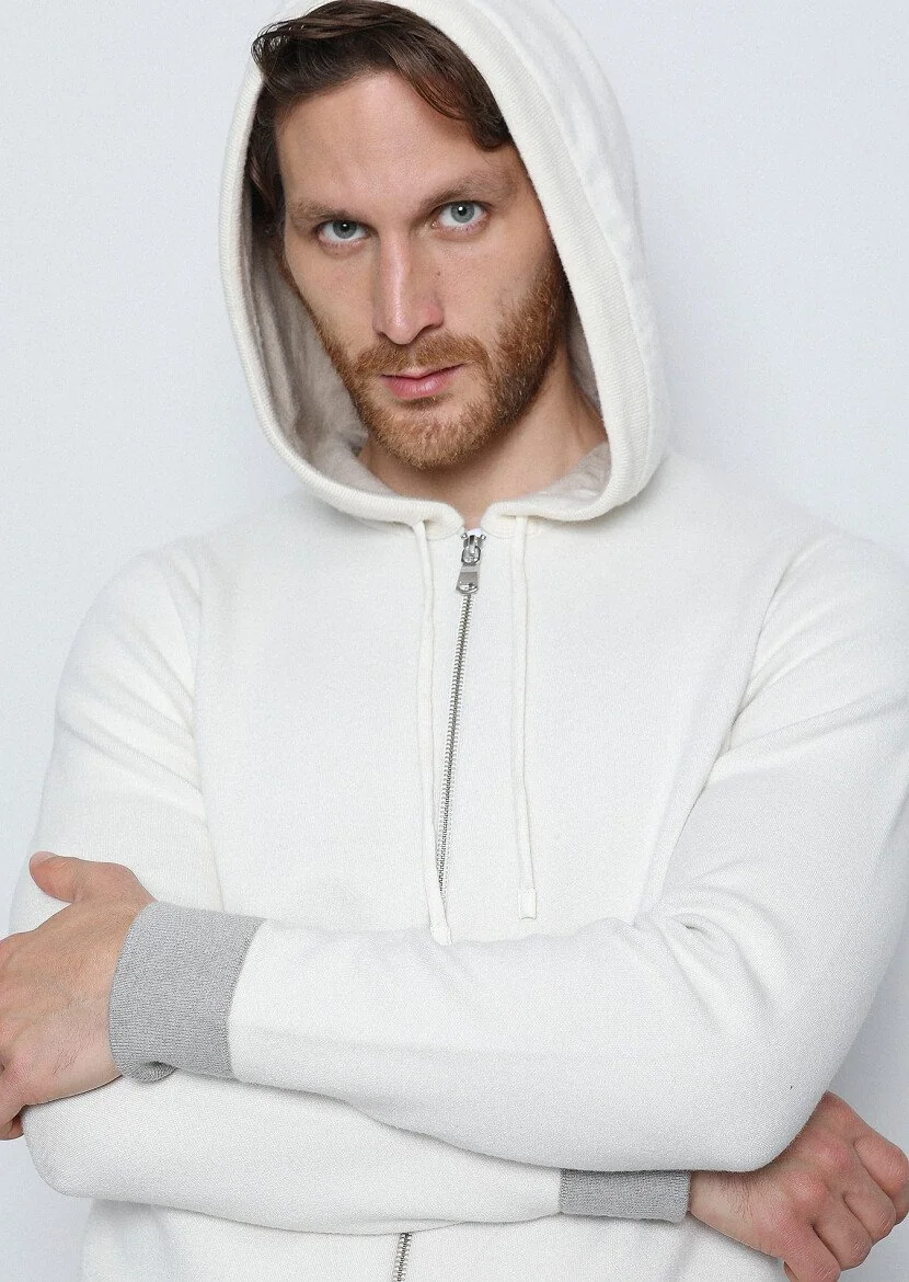 Ecru Plain Knitting Cardigan 