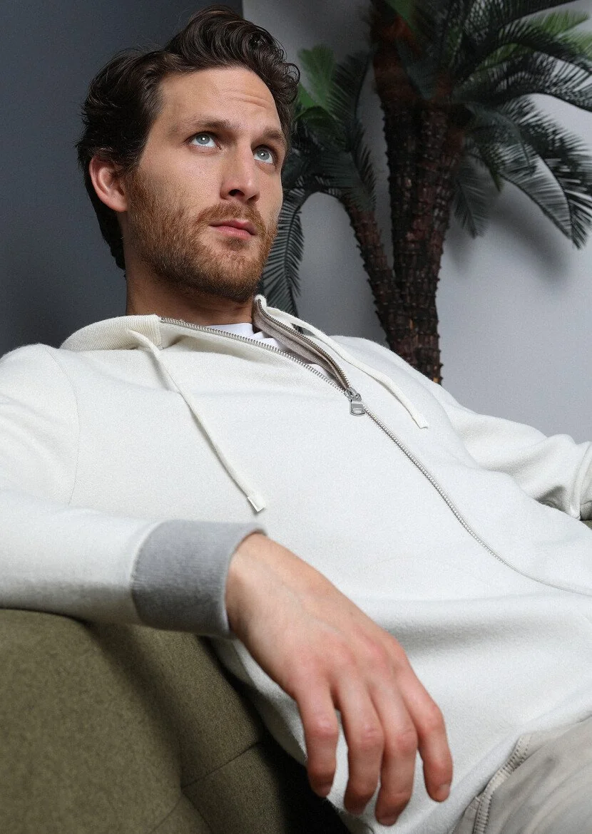 Ecru Plain Knitting Cardigan - 3