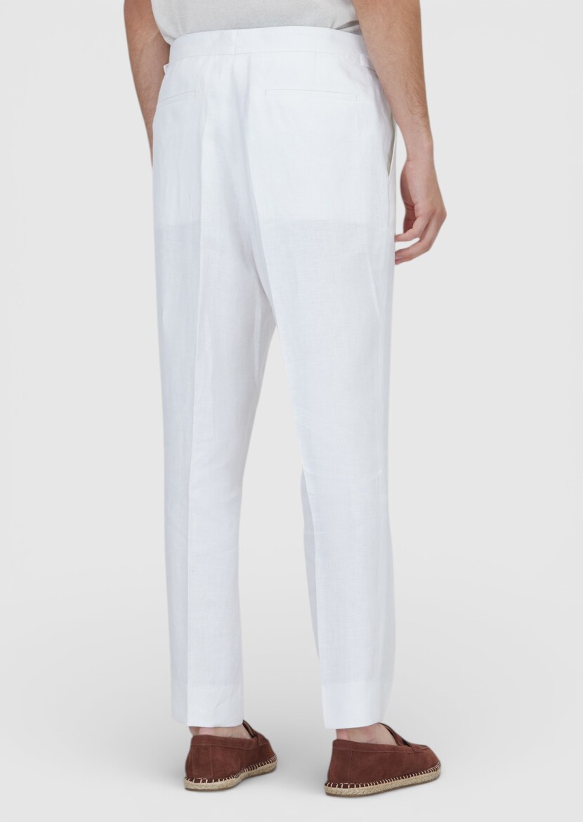 Ecru Plain Zeroweight Slim Fit 100% Linen Suit - 7