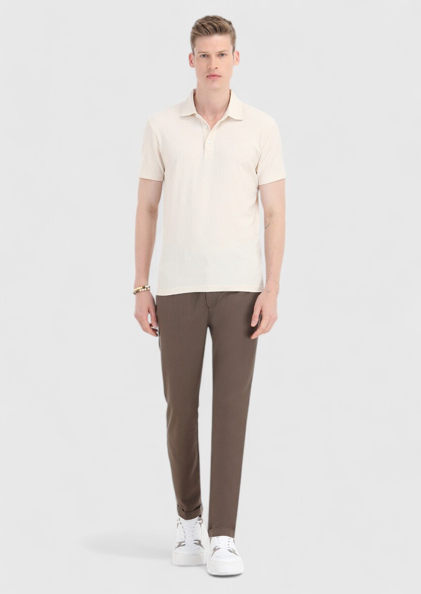 Ecru Polo Neck T-Shirt - 1