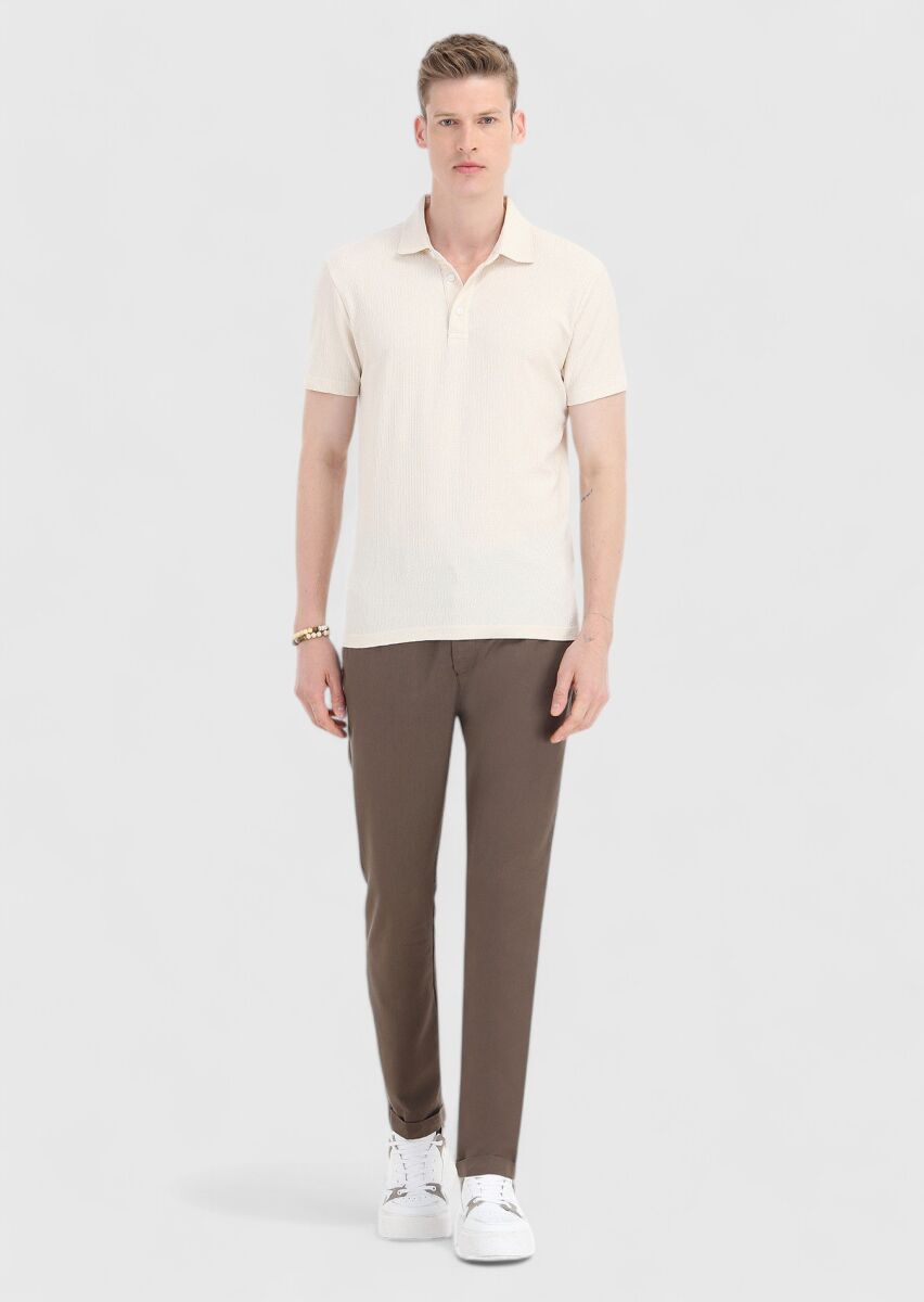 Ecru Polo Neck T-Shirt - 1