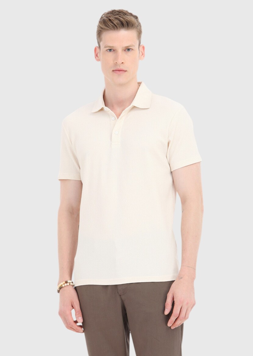Ecru Polo Neck T-Shirt 