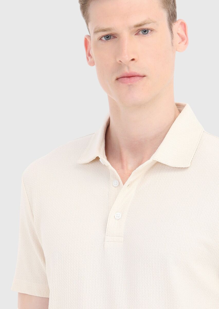 Ecru Polo Neck T-Shirt - 3