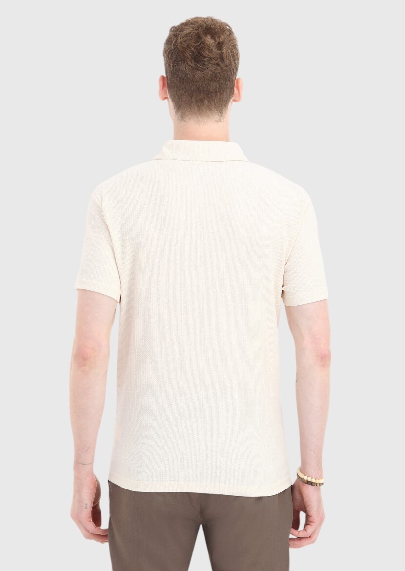 Ecru Polo Neck T-Shirt - 4