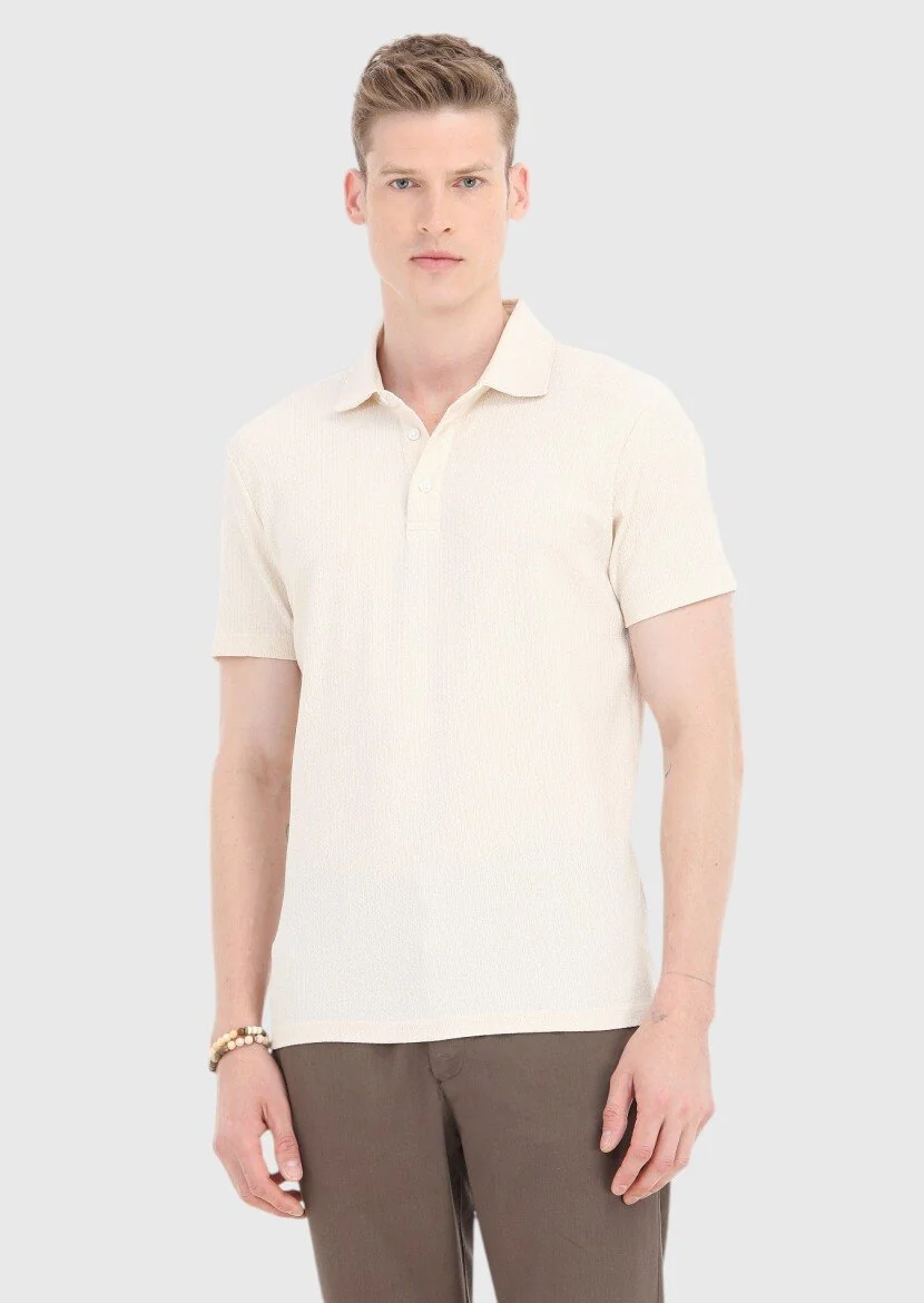 Ecru Polo Neck T-Shirt 