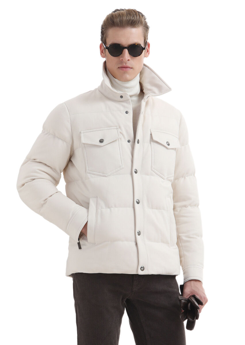 Ecru Regular Fit Lightweight Jacket - 1