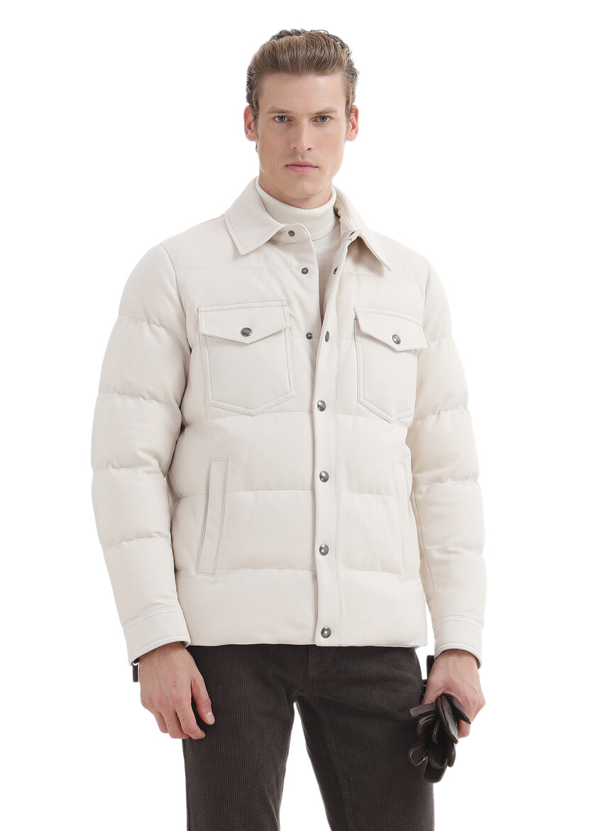 Ecru Regular Fit Lightweight Jacket - 4