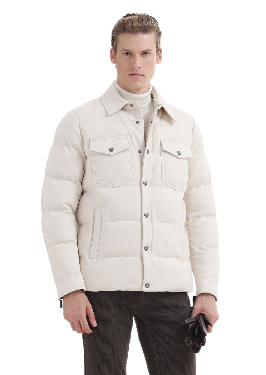 Ecru Regular Fit Lightweight Jacket - 4