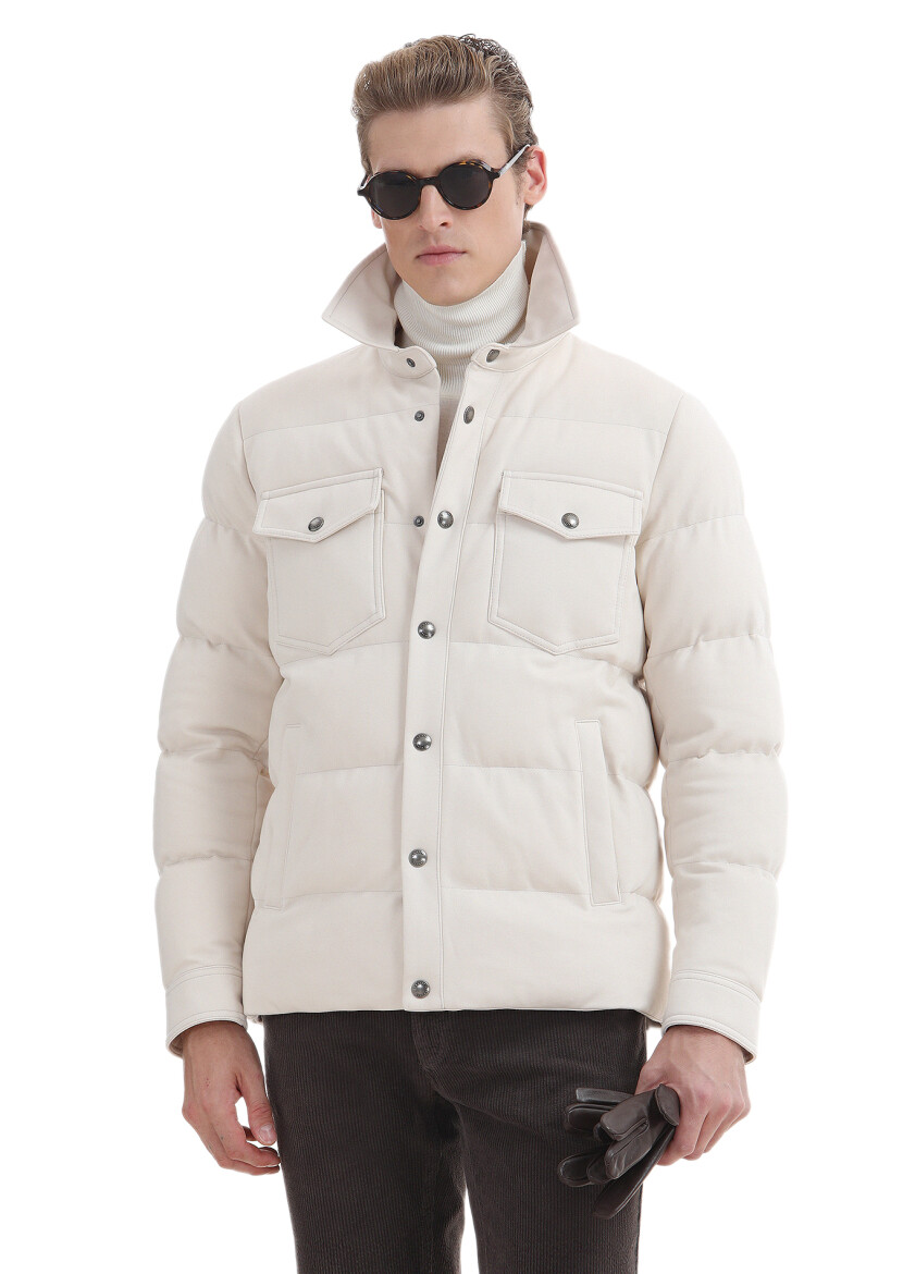 Ecru Regular Fit Lightweight Jacket - 5