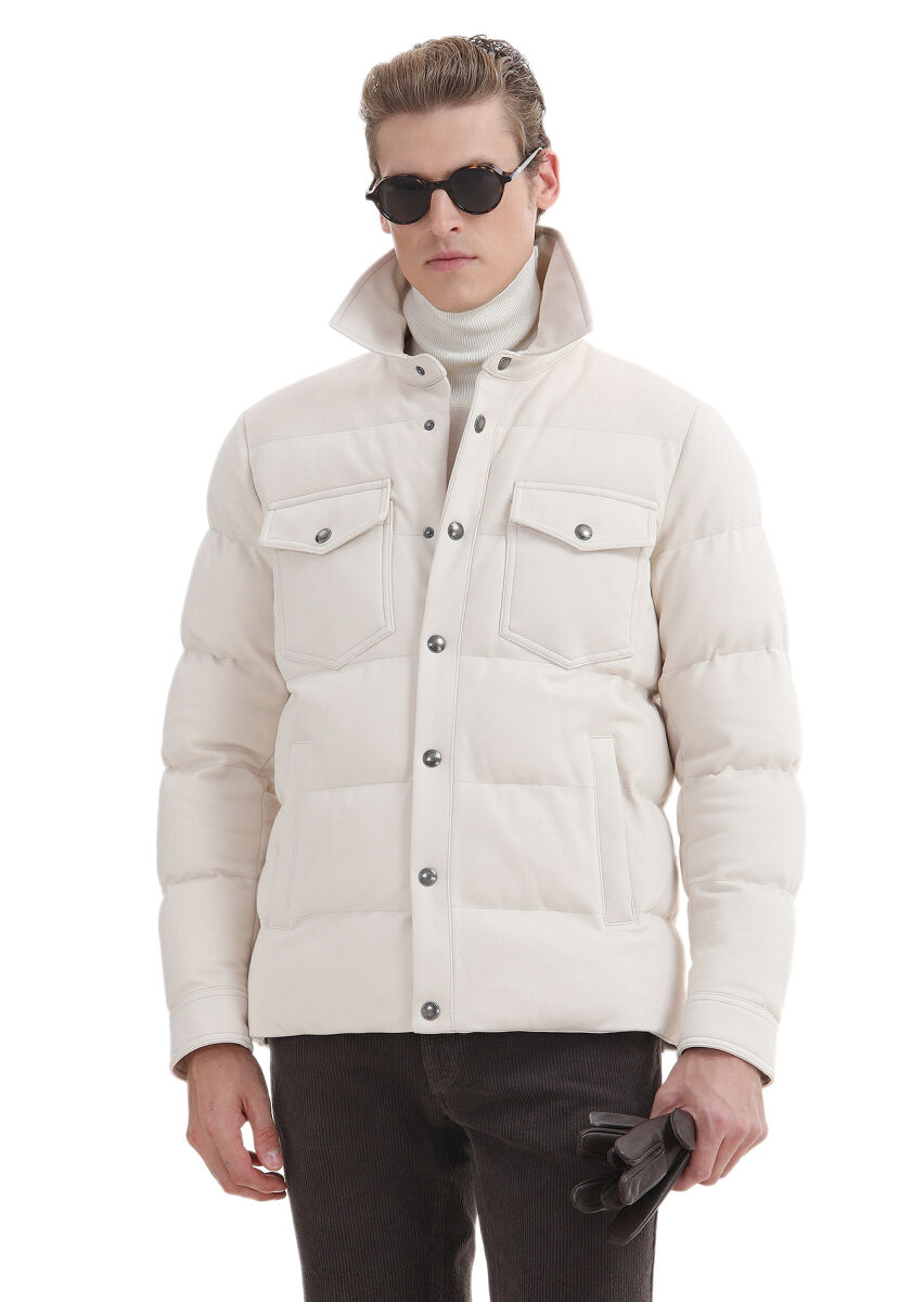 Ecru Regular Fit Lightweight Jacket - 5