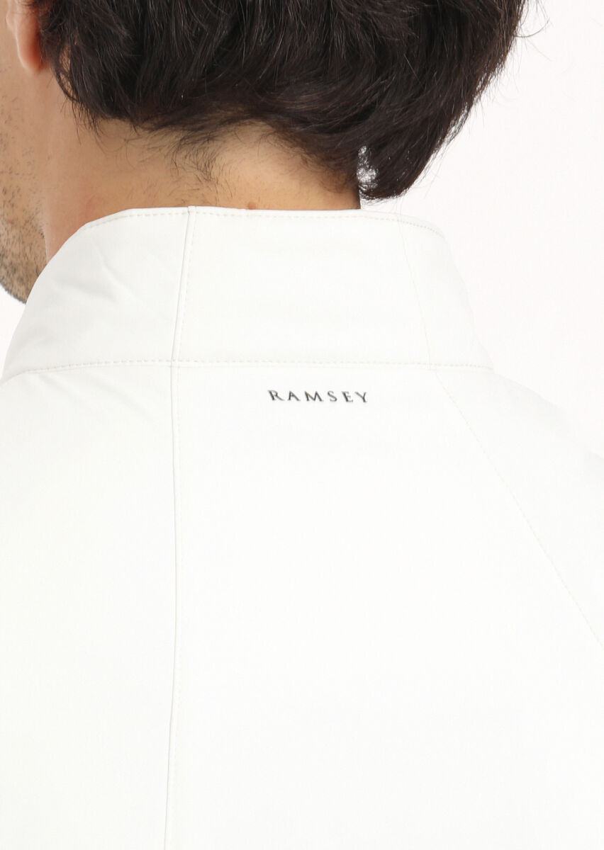 Ecru Regular Fit Turtleneck Casual Weaving Puffer Vest - 5