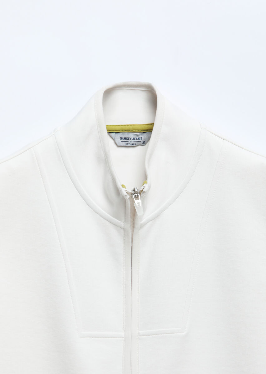 Ecru Regular Fit Turtleneck Sport Knitting Puffer Vest - 7