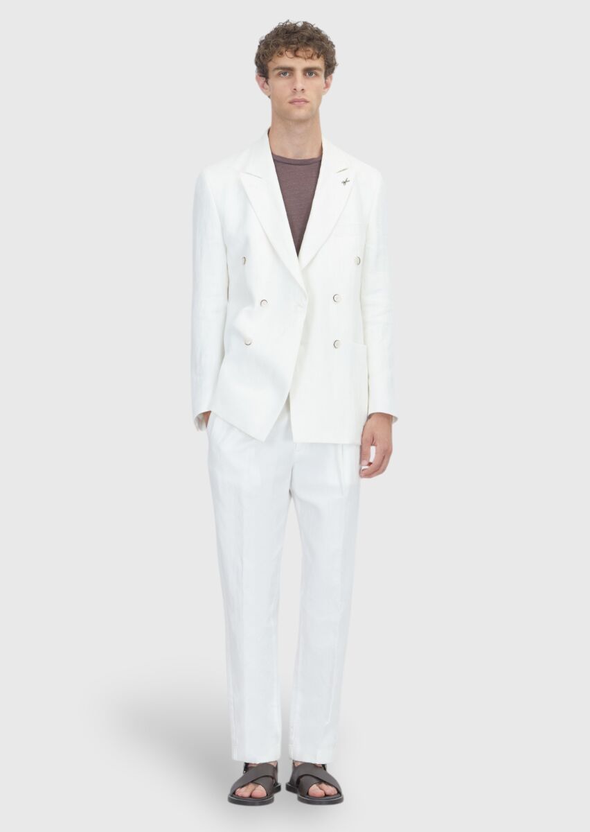 Ecru Relaxed Fit 100% Linen Jacket - 2