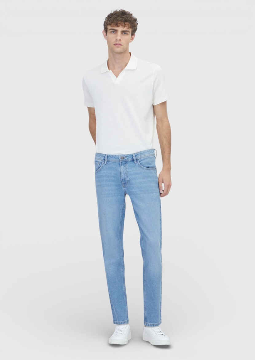 Ecru Ribbed 100% Cotton T-Shirt - RAMSEY