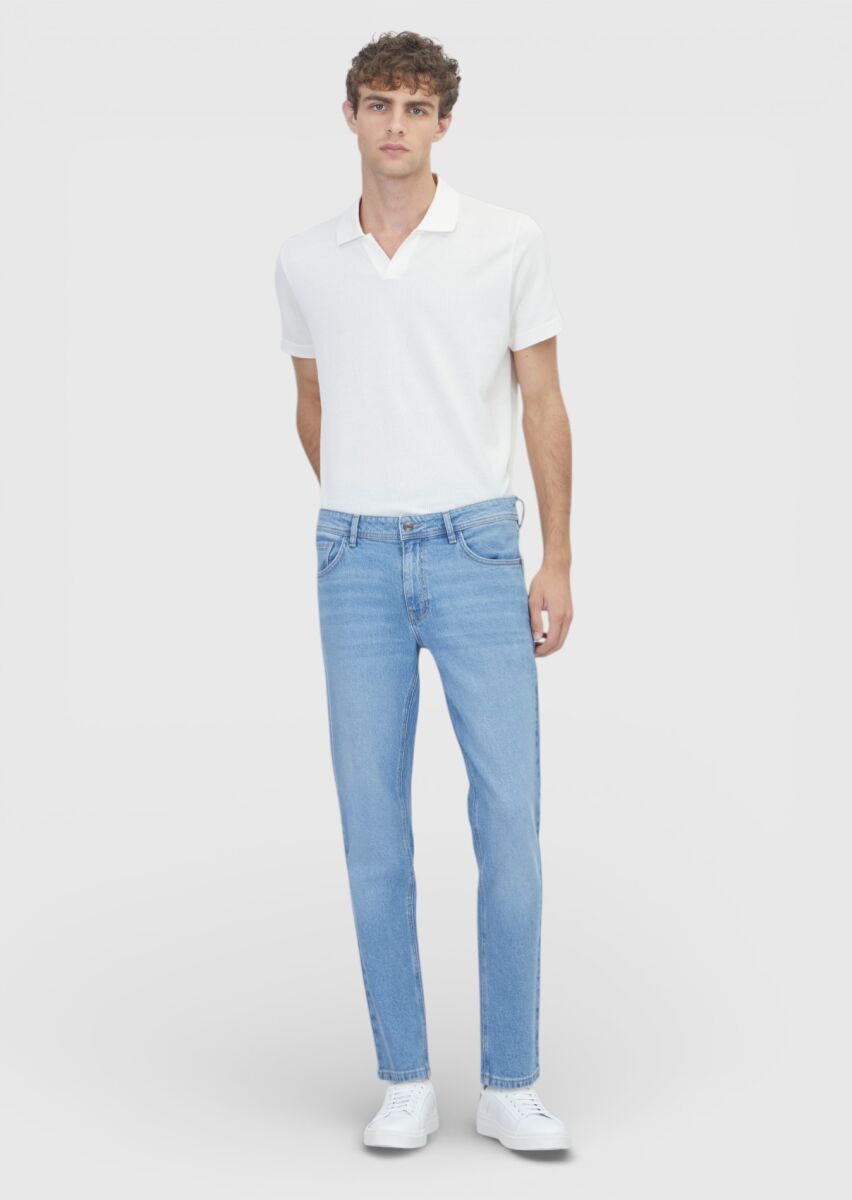 Ecru Ribbed 100% Cotton T-Shirt - 2