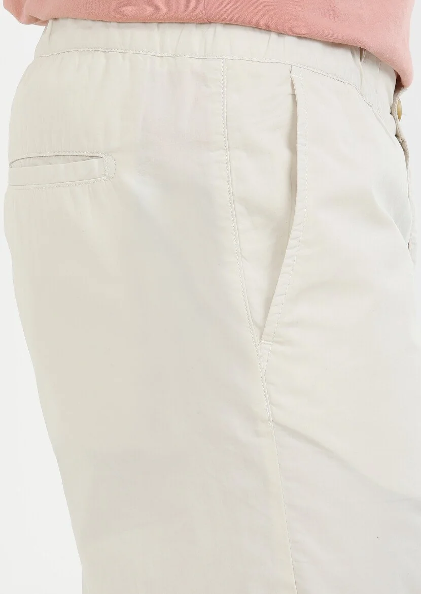 Ecru Weaving Jogging Fit Casual 100% Cotton Trousers - 3