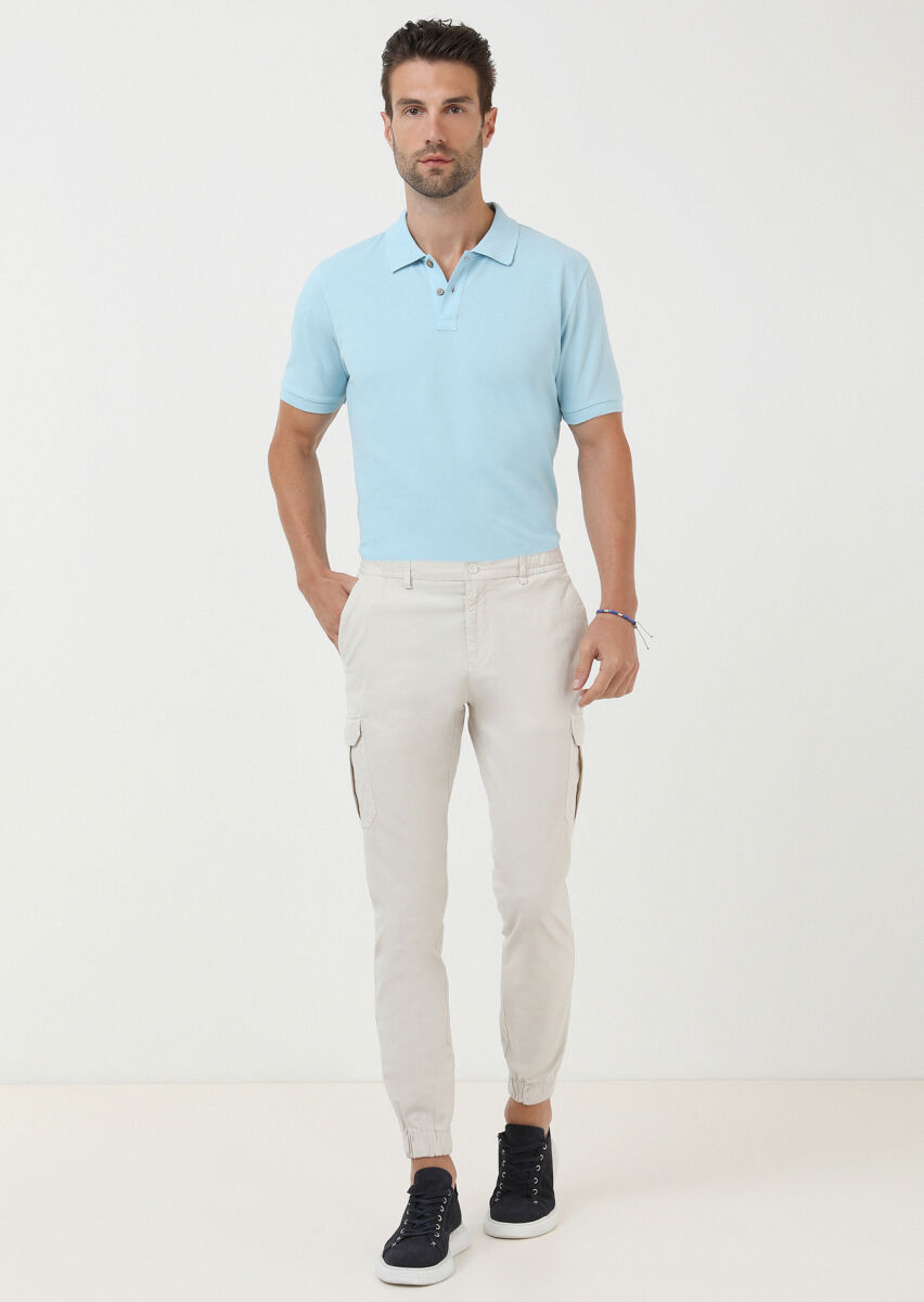 Ecru Weaving Jogging Fit Casual Cotton Blended Trousers - 1