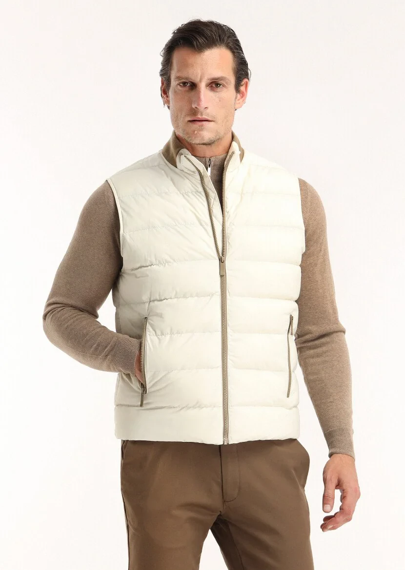 Ecru Weaving Puffer Vest 