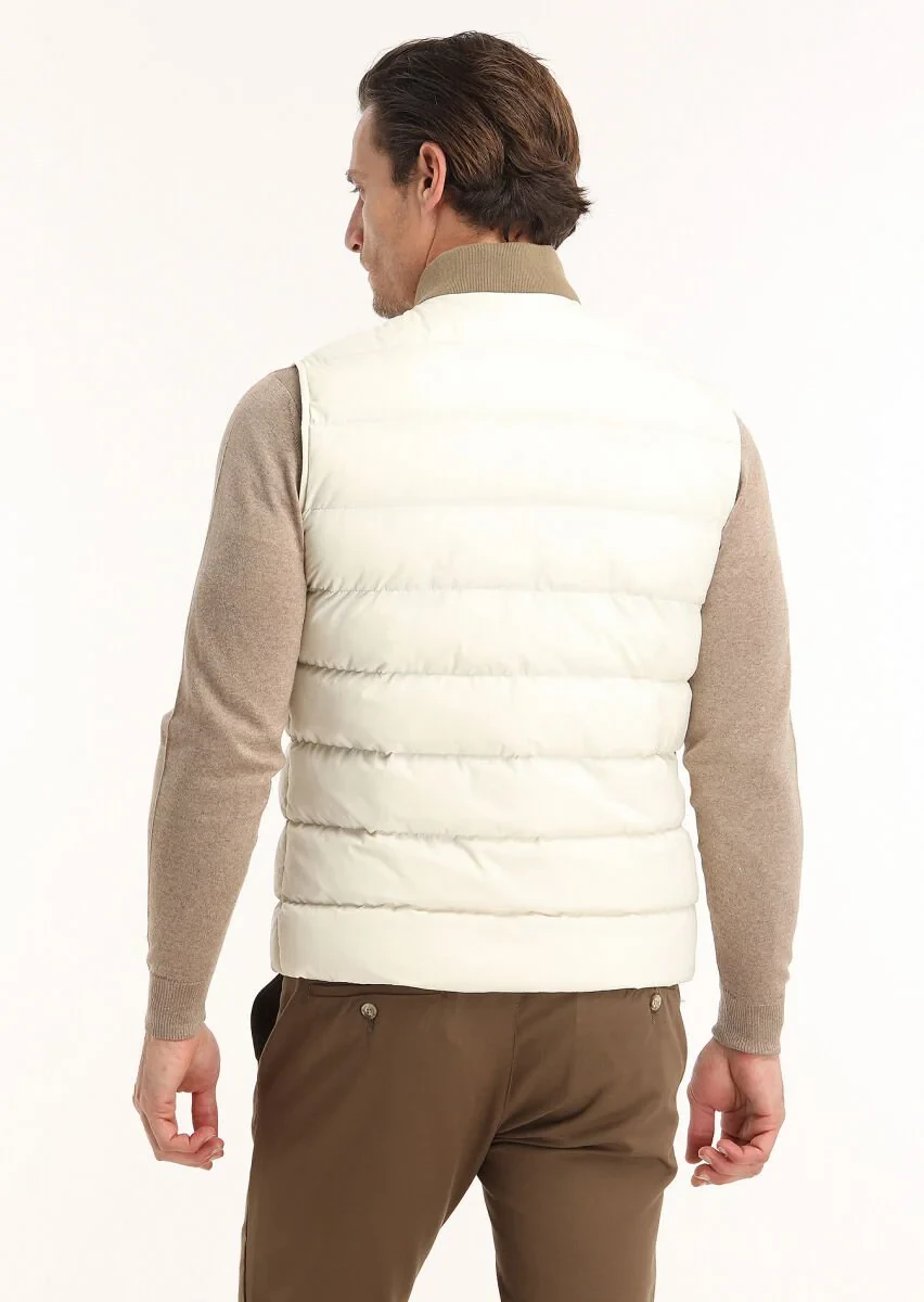 Ecru Weaving Puffer Vest - 5