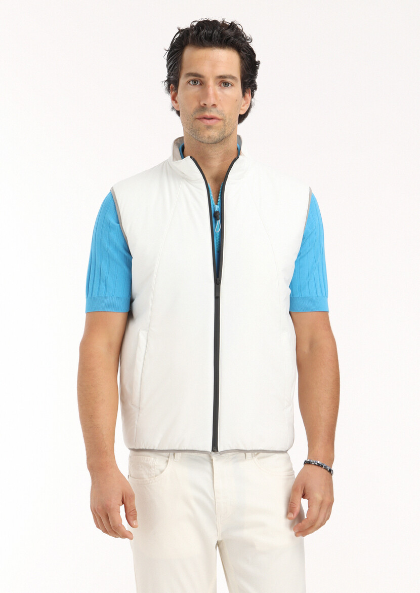 Ecru Weaving Puffer Vest - 2