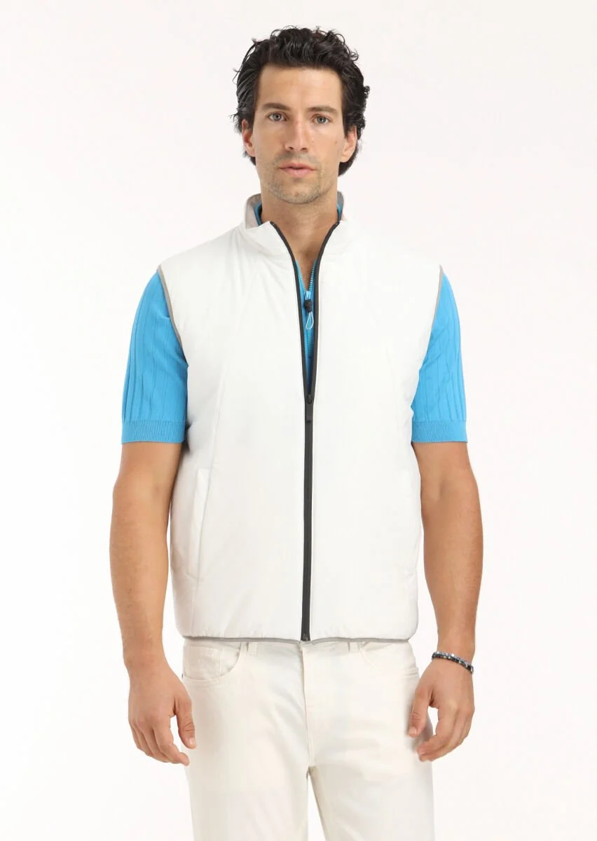 Ecru Weaving Puffer Vest - 2