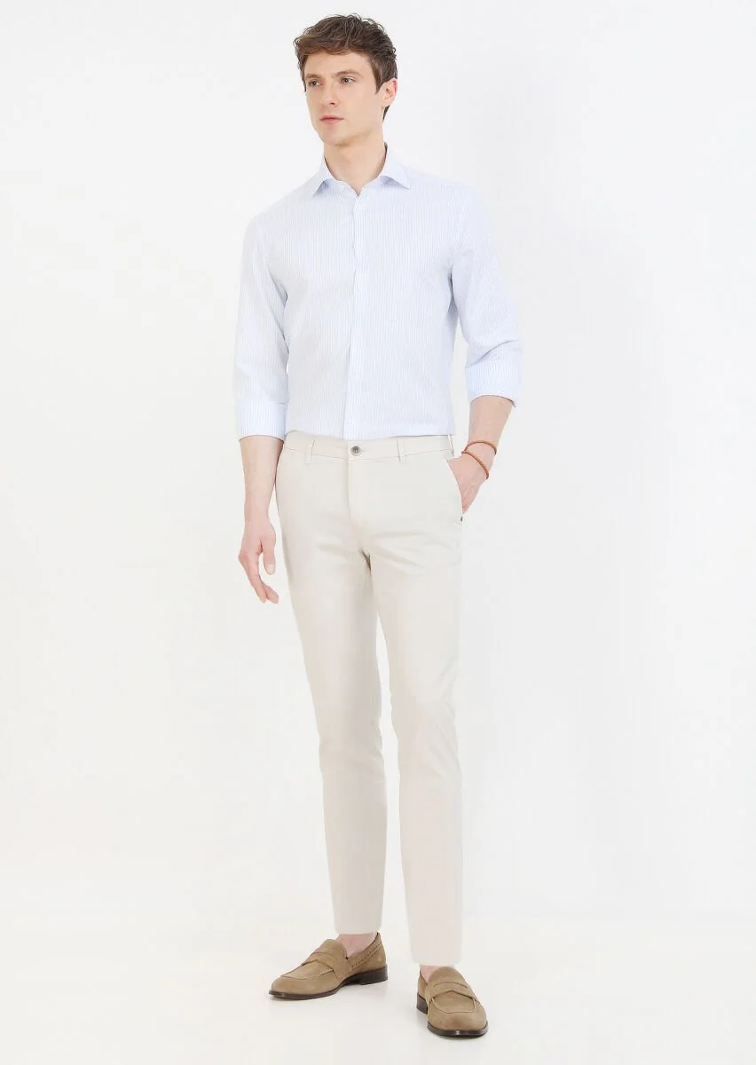 Ecru Weaving Regular Fit Casual Trousers - 1