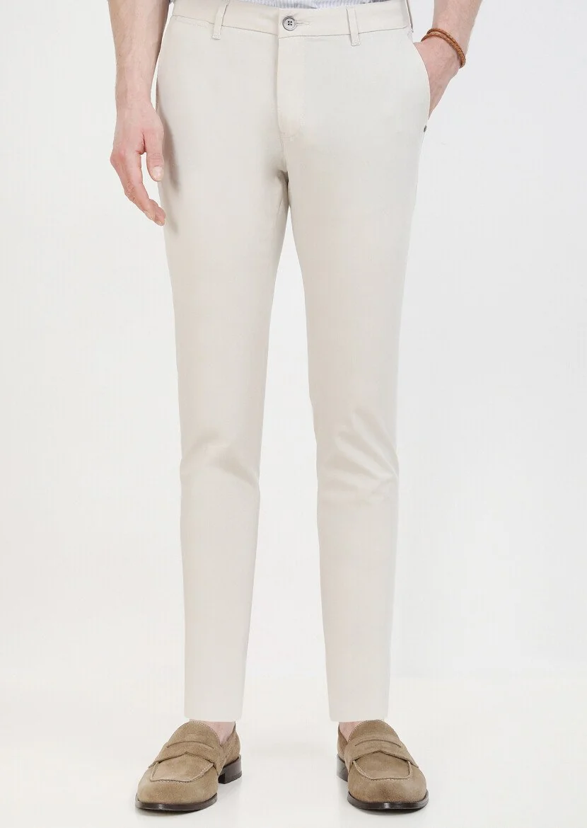 Ecru Weaving Regular Fit Casual Trousers 