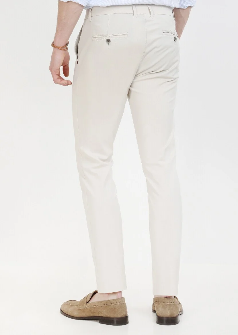 Ecru Weaving Regular Fit Casual Trousers - 4