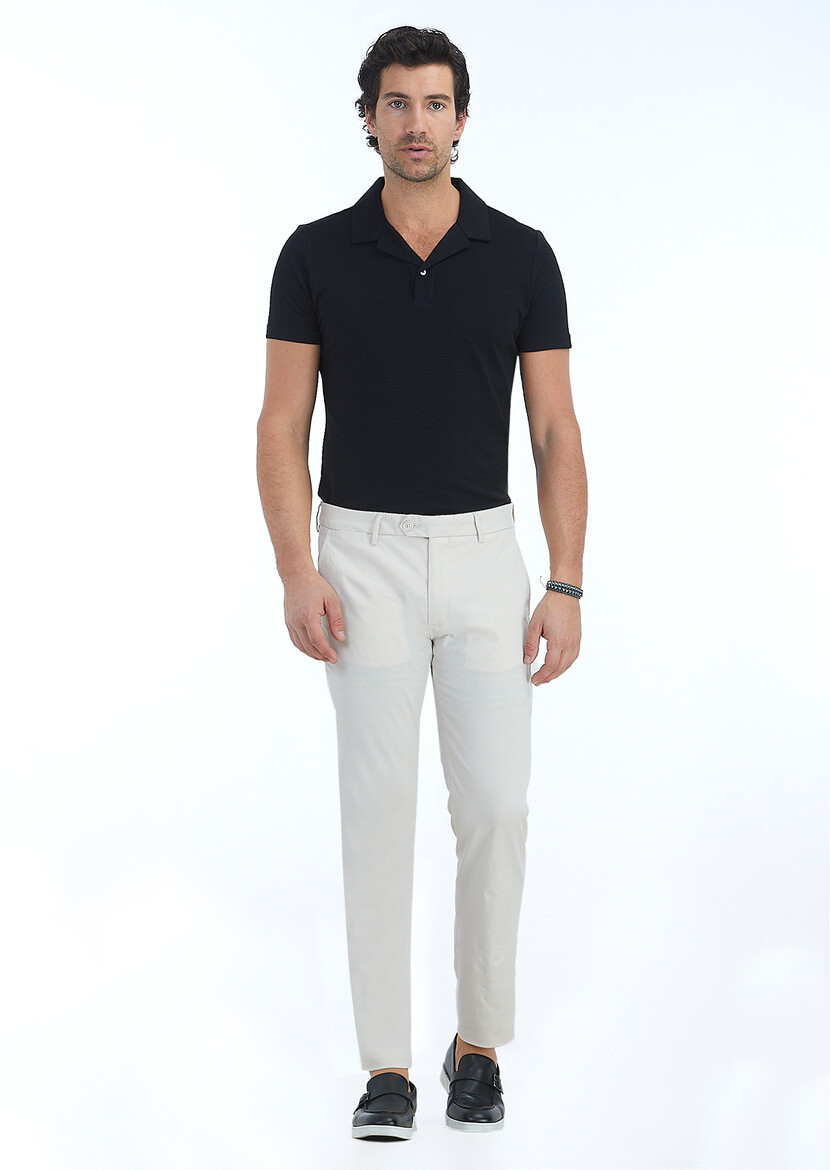 Ecru Weaving Regular Fit Casual Trousers 