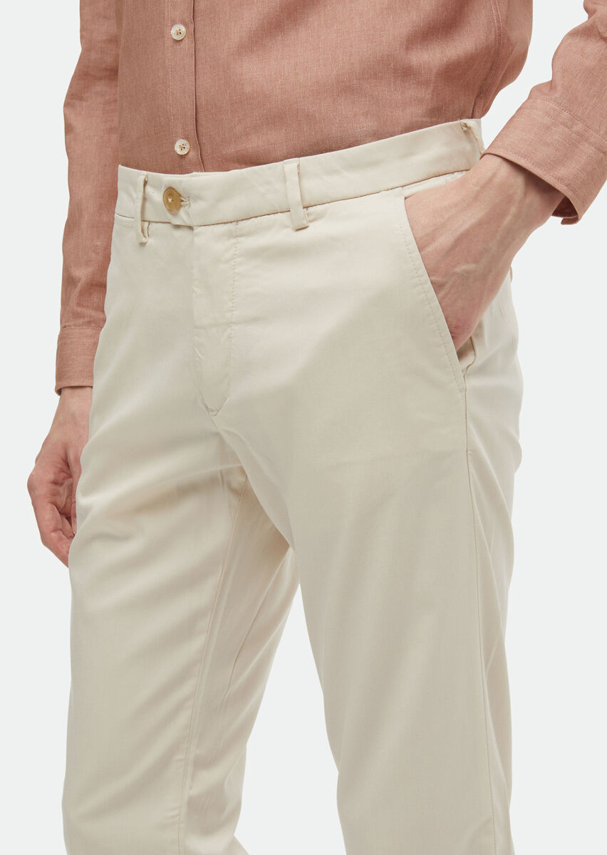 Ecru Weaving Regular Fit Casual Trousers - 3