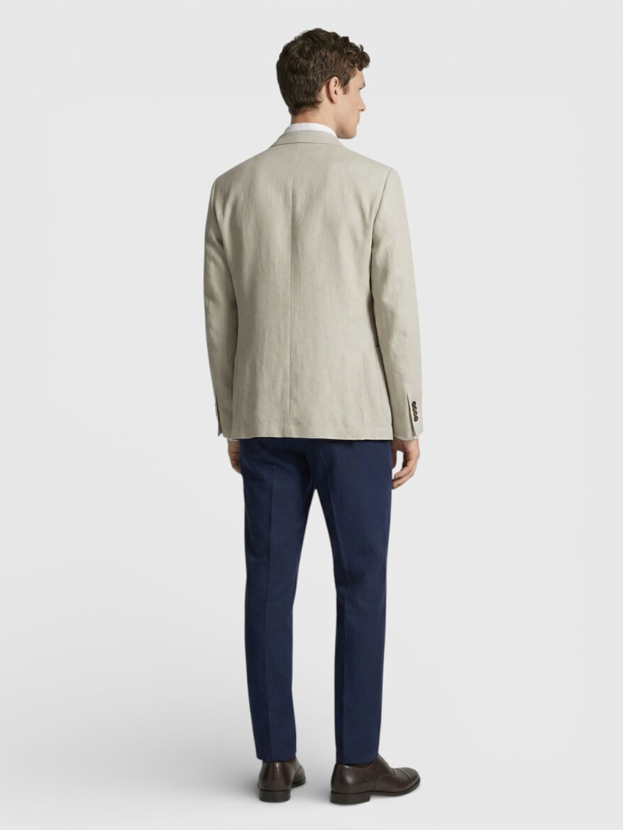 Ecru Zeroweight Slim Fit 100% Linen Jacket - 4