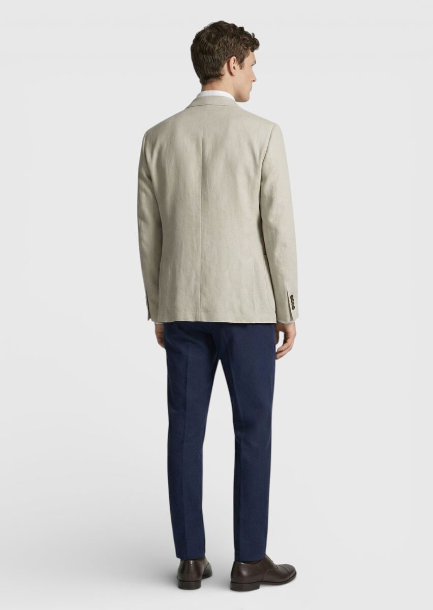 Ecru Zeroweight Slim Fit 100% Linen Jacket - 4
