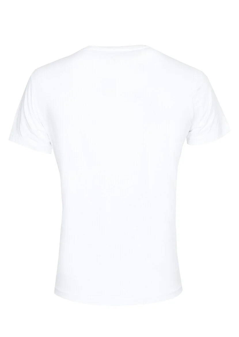 Ekru Baskılı %100 Pamuk T-Shirt - 7