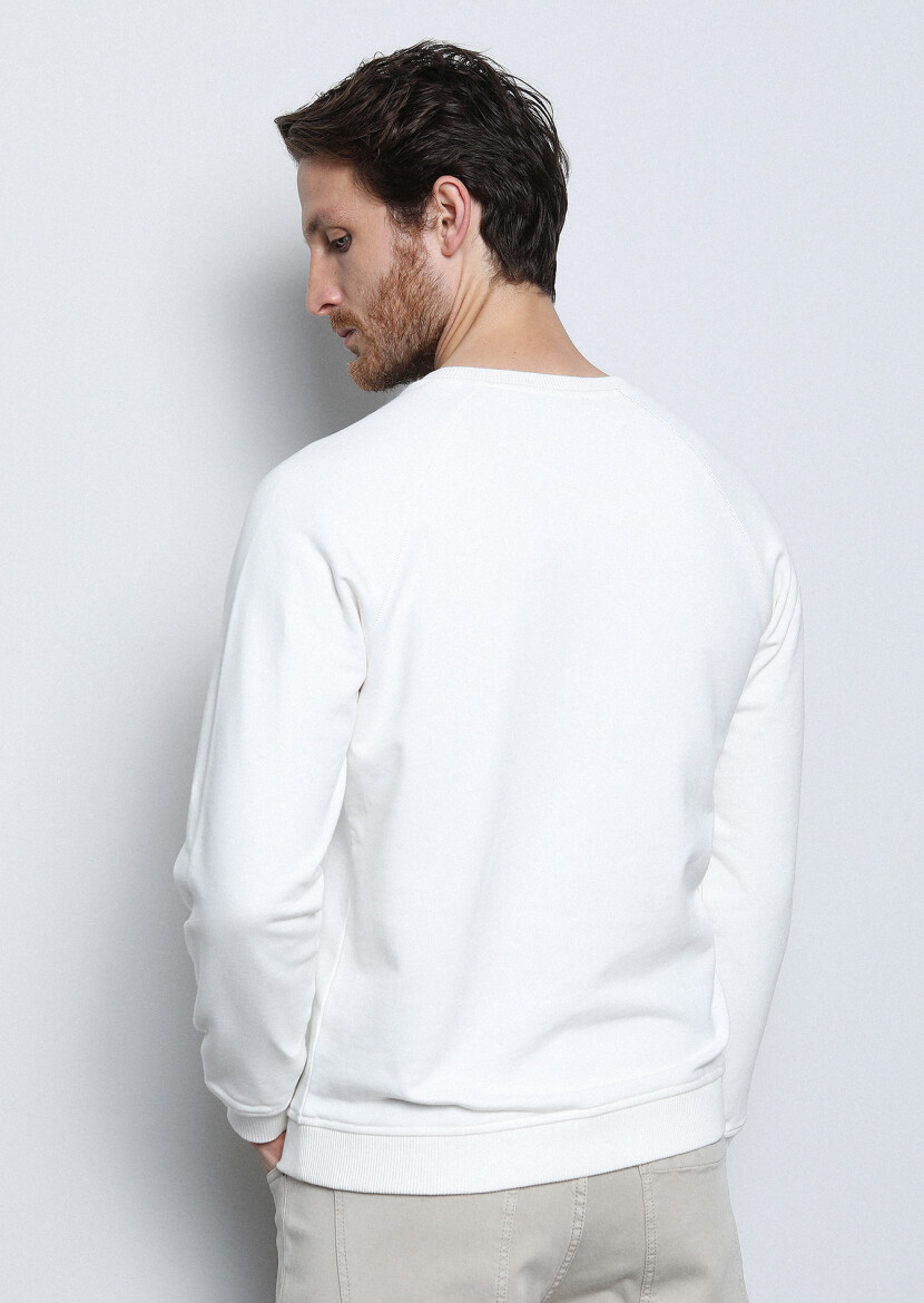 Ekru Desenli Sweatshırt - 5