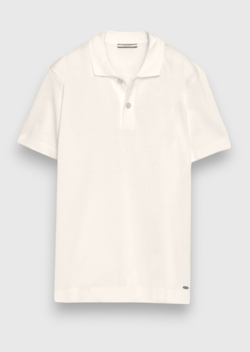 Ekru Düz %100 Pamuk T-Shirt - 5