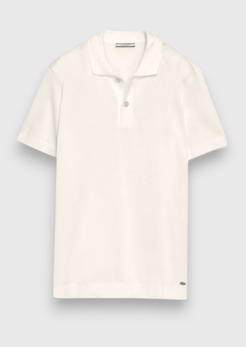 Ekru Düz %100 Pamuk T-Shirt - 5