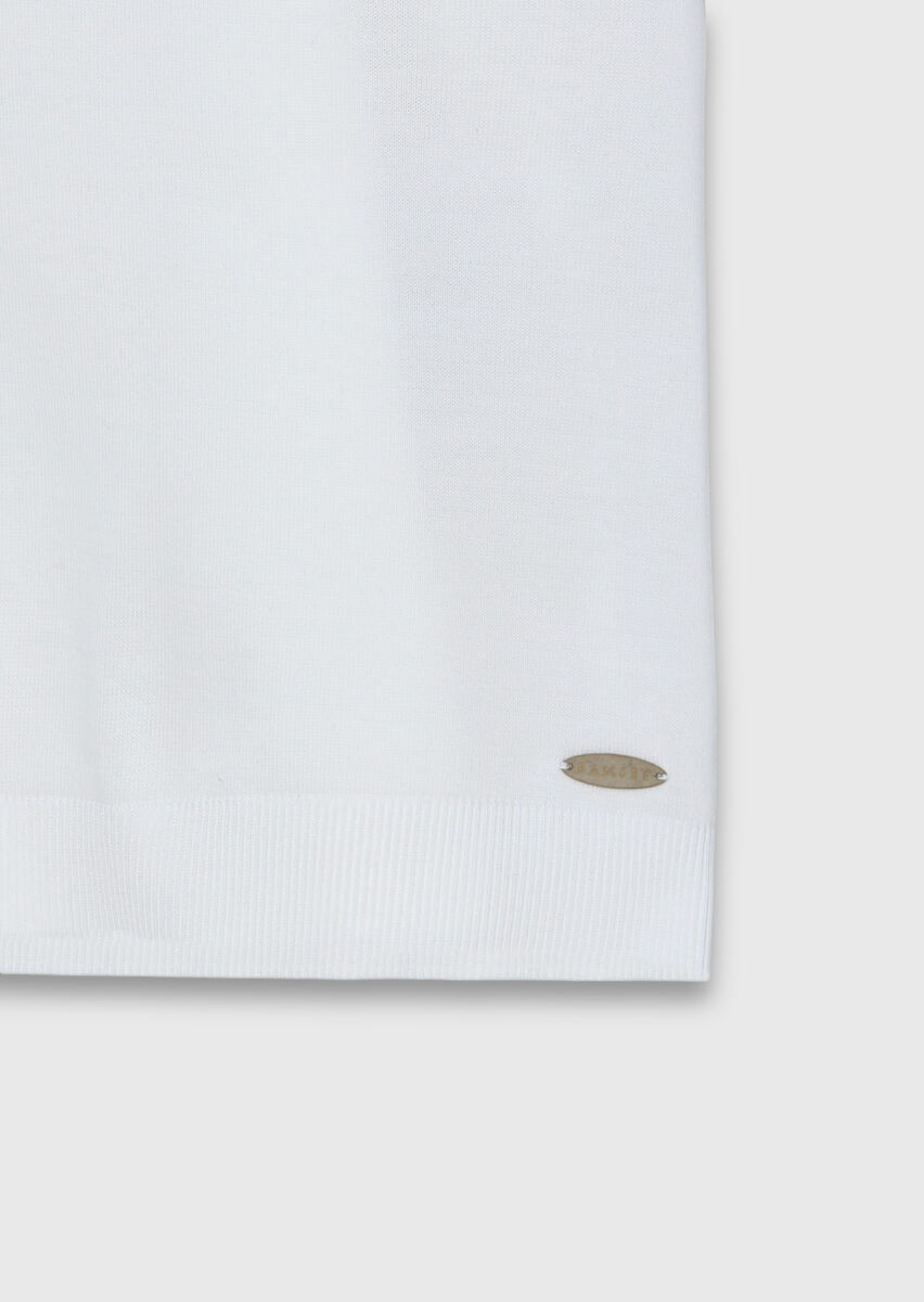 Ekru Düz %100 Pamuk T-Shirt - 7