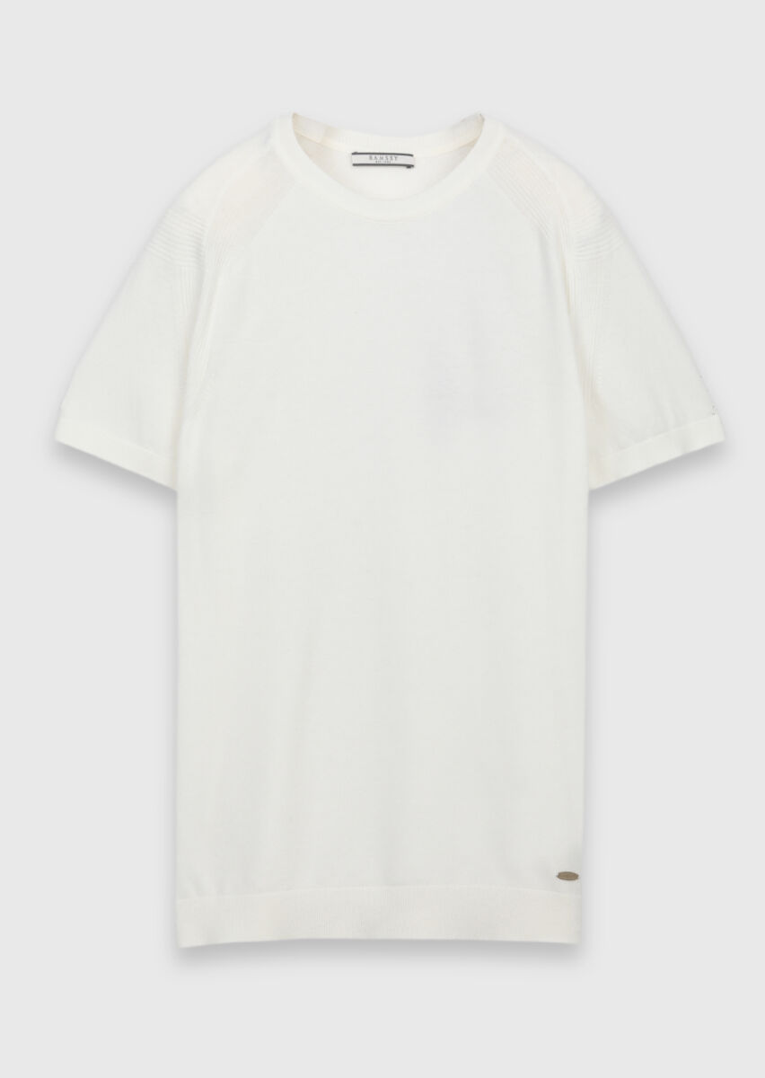 Ekru Düz Örgü Triko - 5