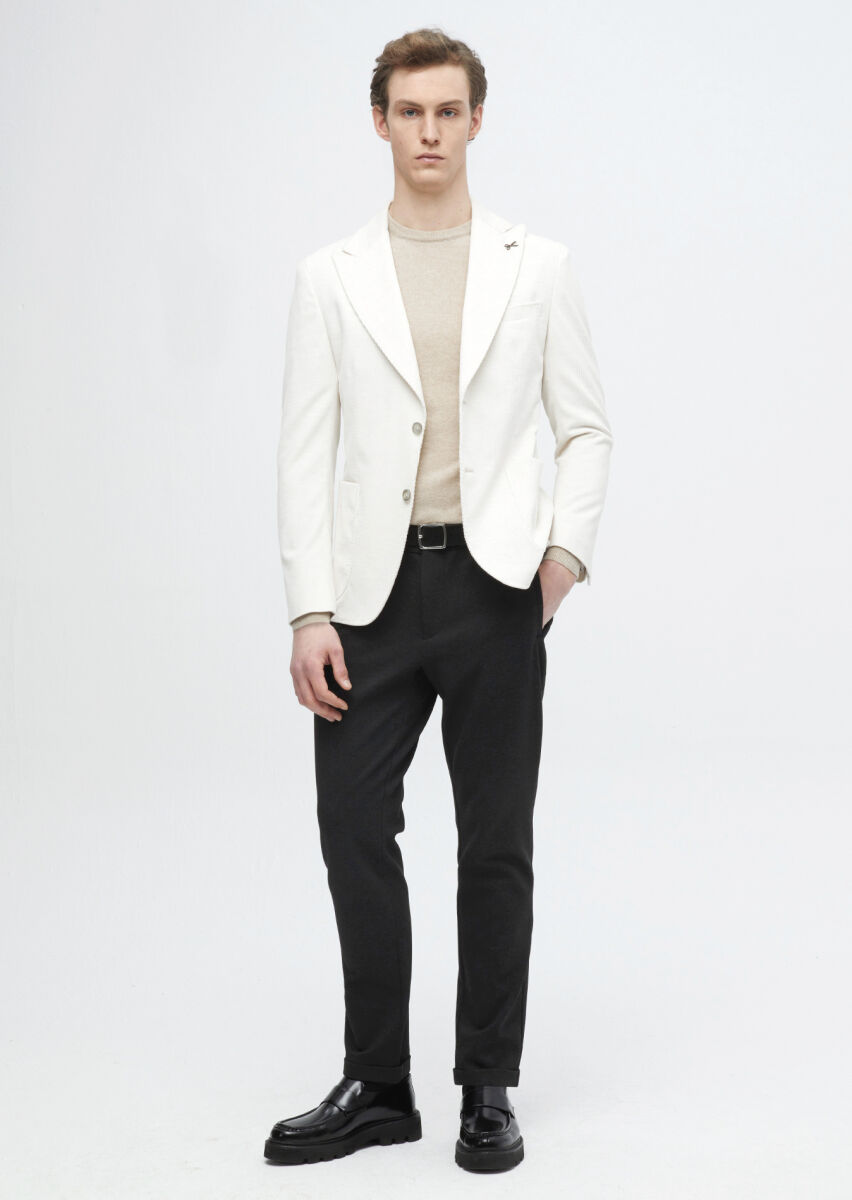Ekru Fitilli Shirt Shoulder Slim Fit %100 Pamuk Ceket - 3