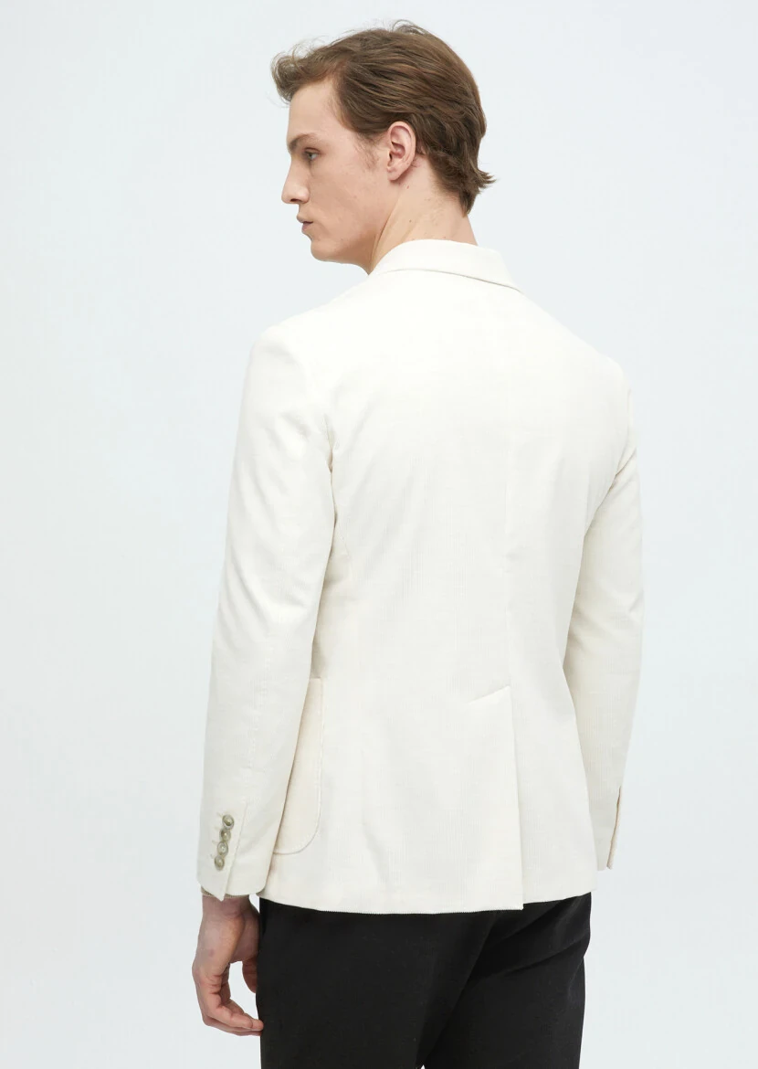 Ekru Fitilli Shirt Shoulder Slim Fit %100 Pamuk Ceket - 7