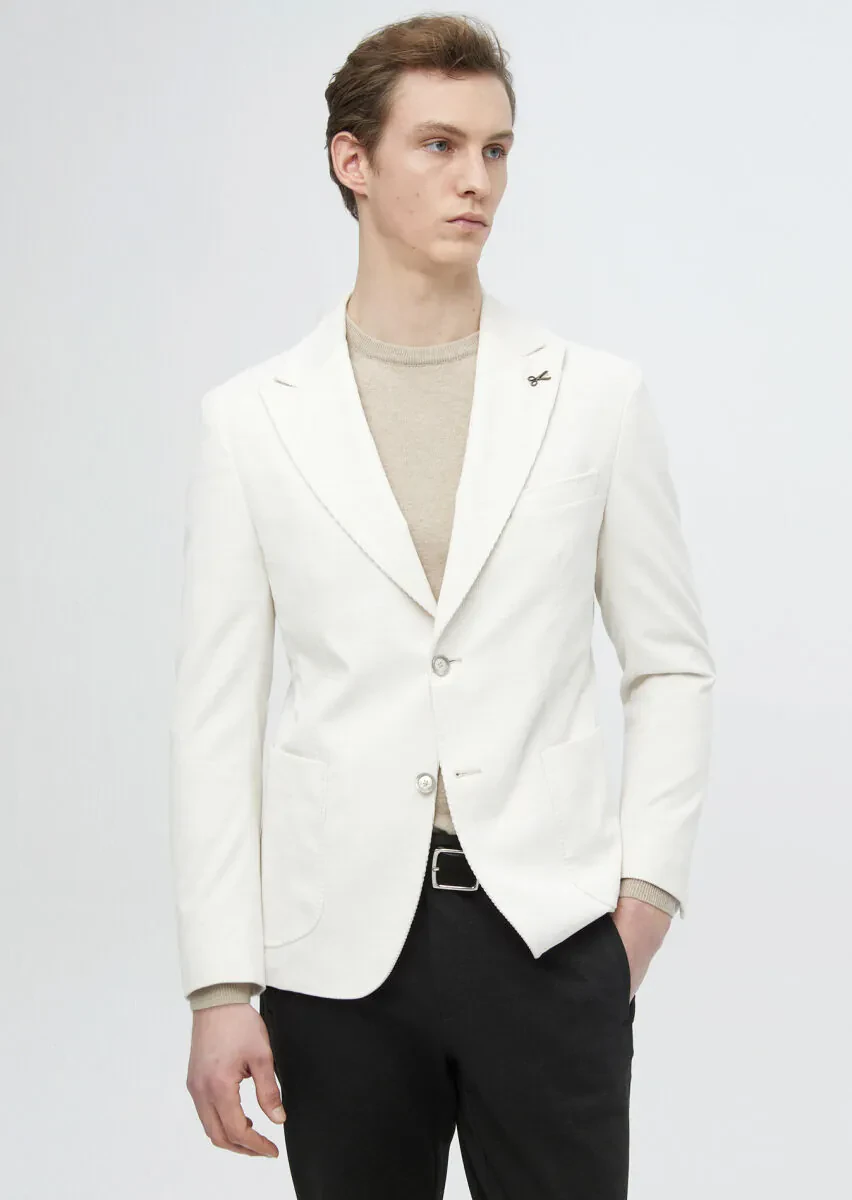Ekru Fitilli Shirt Shoulder Slim Fit %100 Pamuk Ceket - 2